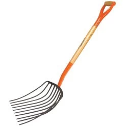 Leonard 10-Tine Forged Steel Scoop Fork With 30-Inch D-Grip Handle