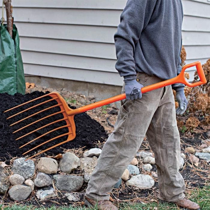 Poly Mulching Fork With D-Grip Handle By A.M. Leonard, 8 Tine, 15in Scoop X 44in Length, Lifetime Warranty 2 Poly Mulching Fork With D-Grip Handle By A.M. Leonard, 8 Tine, 15in Scoop X 44in Length, Lifetime Warranty - Image 2