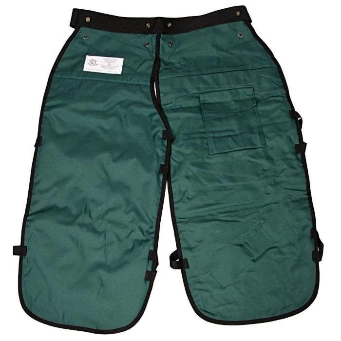 Apron Style Chainsaw Chaps, Forest Green, Short Length 2 Apron Style Chainsaw Chaps, Forest Green, Short Length - Image 2