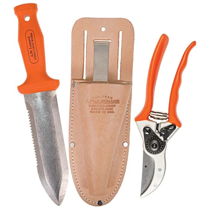 Leonard Classic Soil Knife, Pruner And Sheath Combo 1 Leonard Classic Soil Knife, Pruner And Sheath Combo