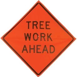 Roll Up 36in Non Reflective Mesh Safety Sign: Tree Work Ahead