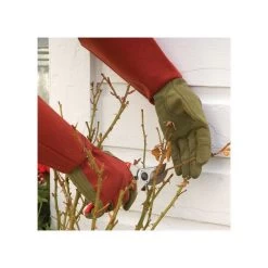 West County Thorn-Proof Unisex Rose Suede Gloves, Ruby Red With Olive Palms -Garden-Tools vp 054 10