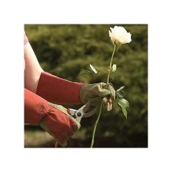 West County Thorn-Proof Unisex Rose Suede Gloves, Ruby Red With Olive Palms -Garden-Tools vp 054 5