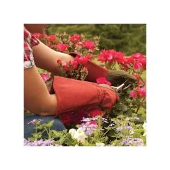 West County Thorn-Proof Unisex Rose Suede Gloves, Ruby Red With Olive Palms -Garden-Tools vp 054 7
