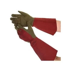 West County Thorn-Proof Unisex Rose Suede Gloves, Ruby Red With Olive Palms -Garden-Tools vp 054 8